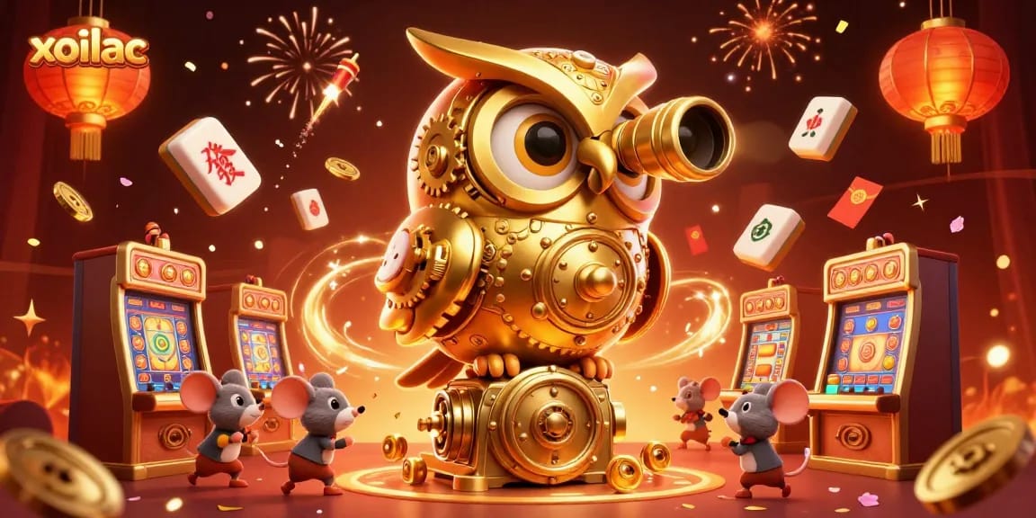 Experience the excitement of the xoilac casino with dynamic characters and elements amidst vibrant festivities.