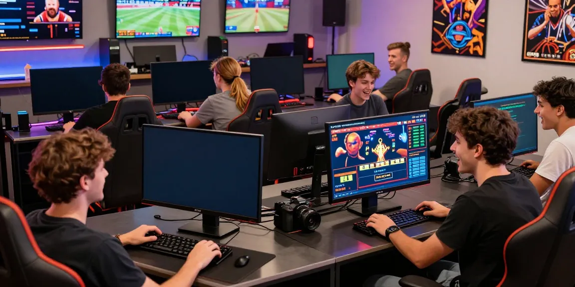 Friends enjoying betting on 11bet in a lively gaming lounge.