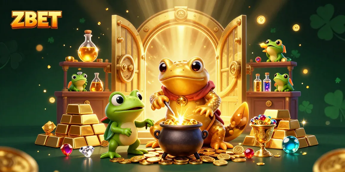 ZBET ignites the thrill of the casino with a magical scene of alchemy, gold coins, and endless treasures.
