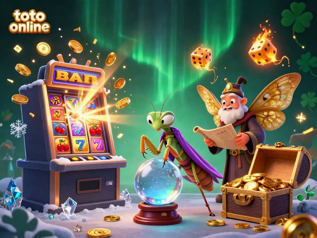 Engage with the vibrant world of toto online gaming featuring a mystical scene with fortune teller and librarian.