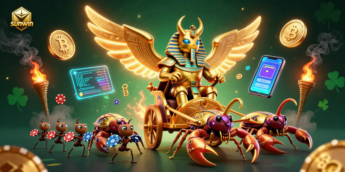 Engage in thrilling gaming adventures at sunwin with a vivid illustration showcasing iconic elements.
